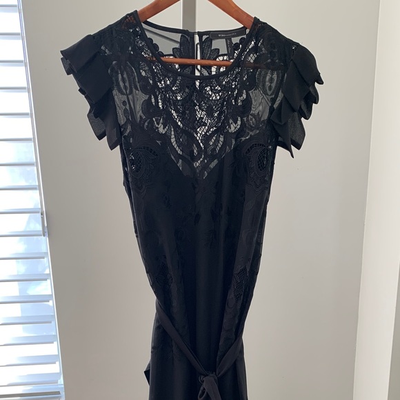 BCBG MAXAZRIA. Embroidered Chiffon Vintage Dress - Picture 5 of 5
